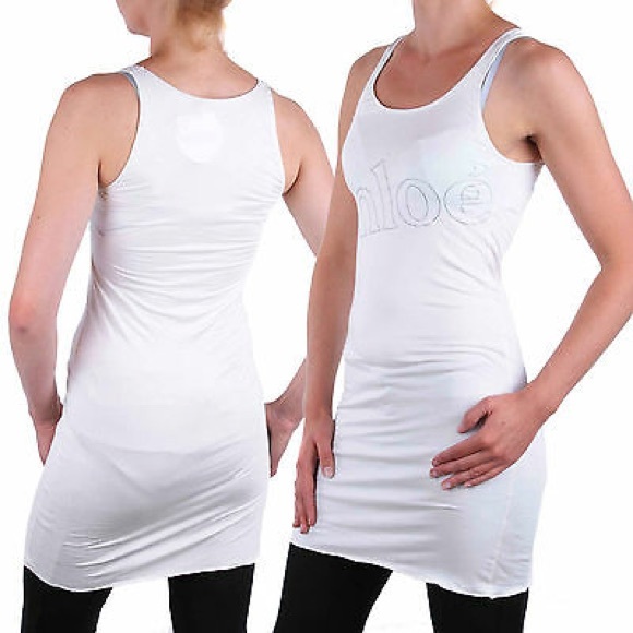 Chloe Mare Donna Summer Cover Up Tank Dress -White - Picture 6 of 7